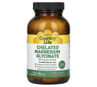 Country Life, хелатный глицинат магния, 400 мг, 90 таблеток (133 мг в 1 таблетке)