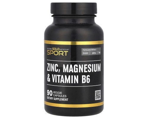 Цинк Магній та Вітамін В6 California Gold Nutrition Sport 90 вегетаріанських капсул Цинк Магній та Вітамін В6 California Gold Nutrition Sport 90 вегетаріанських капсул