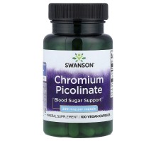 Хром пиколинат Swanson (Chromium Picolinate) 200 мкг 100 вегетарианских капсул