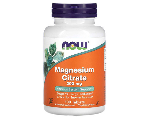 NOW Foods, Цитрат магнію, 200 мг, 100 таблеток
