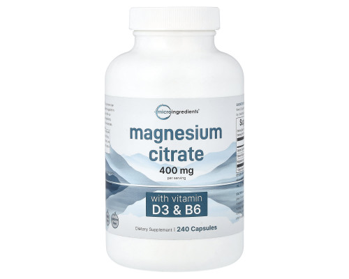 Магній цитрат з вітаміном Д3 та В6 Micro Ingredients 400 мг, 240 веганських капсул