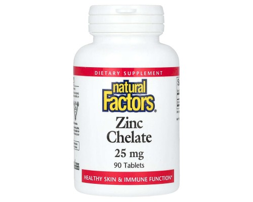 Хелат цинка Natural Factors (Zinc Chelate) 25 мг, 90 таблеток