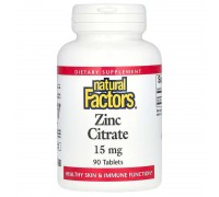 Цитрат цинка Natural Factors (Zinc Citrate) 15 мг, 90 таблеток