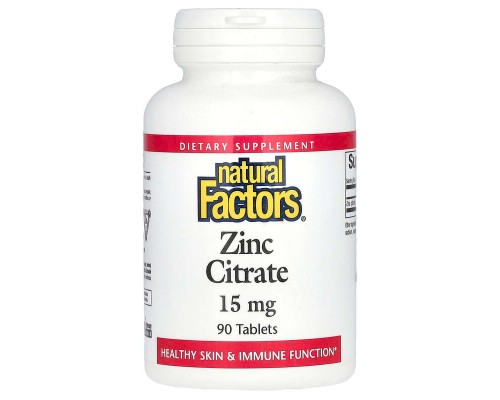 Цитрат цинка Natural Factors (Zinc Citrate) 15 мг, 90 таблеток