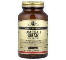 Омега-3 ЭПК и ДГК Solgar, тройной концентрации, 950 мг, 50 капсул