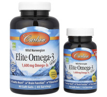 Еліт Омега-3 кислоти з норвезької риби дикого вилову Carlson (Elite Omega-3) 1600 мг, 120 капсул