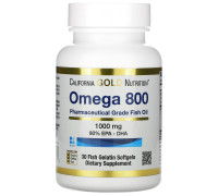 Омега 800 риб'ячий жир California Gold Nutrition (Omega 800 Fish Oil 80% EPA/DHA) 1000 мг 30 м'яких капсул
