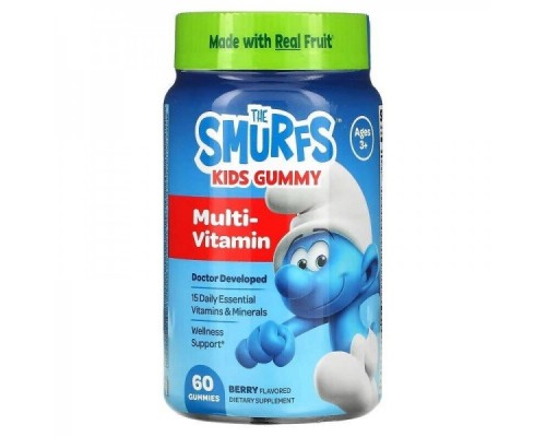 Мультивитамины для детей The Smurfs Kids Gummy Multi-Vitamin Ages 3+ 60 Gummies (Berry) Жевательные таблетки