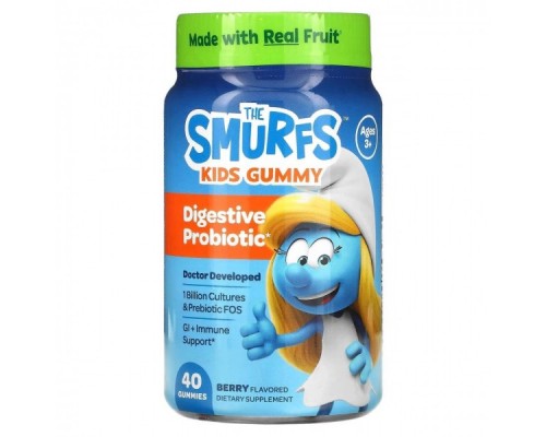 Пробиотики для детей The Smurfs Kids Gummy Digestive Probiotic Ages 3+ 40 Gummies (Berry) Жевательные таблетки