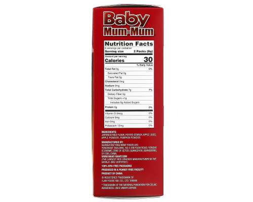 Baby Mum-Mum, рисовые галеты с яблоком и тыквой, Hot Kid, 24 сухарика, 1,76 унции (50 г)