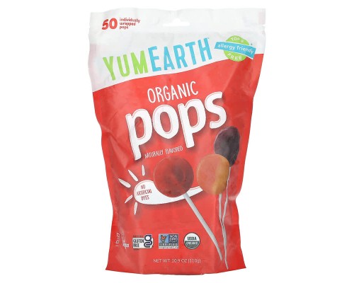 Органические леденцы YumEarth 310 г, 50 шт\упаковка, вкусы ассорти Органические леденцы YumEarth 310 г, 50 шт\упаковка, вкусы ассорти