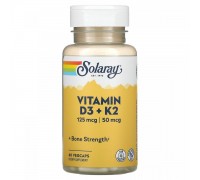 Вітамін Д3+К2 без сої Solaray (Vitamin D3+K2) 60 вегетаріанських капсул