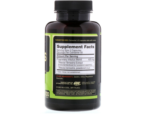 Трибулус, Optimum Nutrition, 625 мг100 капсул