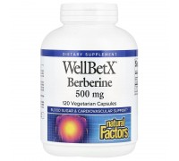 Берберин WellBetX, Natural Factors, 500 мг, 120 вегетарианских капсул