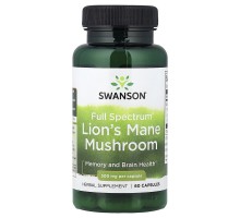 Ежовик гребенчатый Swanson (Lion's Mane) 500 мг, 60 капсул