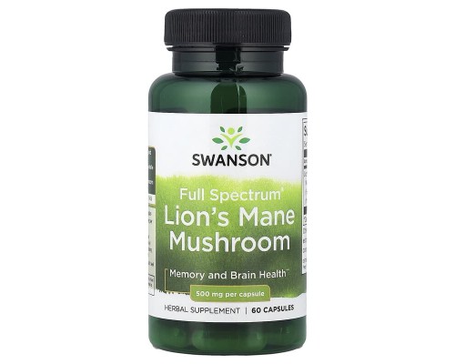 Ежовик гребенчатый Swanson (Lion's Mane) 500 мг, 60 капсул Ежовик гребенчатый Swanson (Lion's Mane) 500 мг, 60 капсул