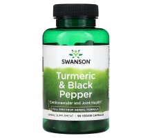 Куркума та чорний перець Swanson 90 вегетаріанських капсул