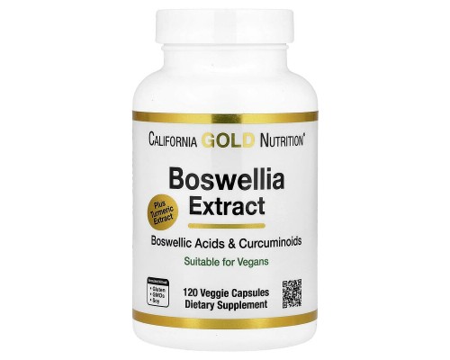 Екстракт Босвелії та Екстракт Куркуми California Gold Nutrition 120 вегетаріанських капсул Екстракт Босвелії та Екстракт Куркуми California Gold Nutrition 120 вегетаріанських капсул