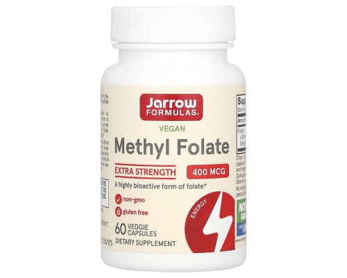 Метилфолат усиленного действия (Methyl Folate) Jarrow Formulas 400 мкг, 60 вегетарианских капсул Метилфолат усиленного действия (Methyl Folate) Jarrow Formulas 400 мкг, 60 вегетарианских капсул
