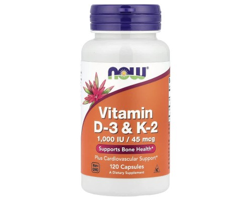 Вітаміни D3 та K2 Now Foods 120 рослинних капсул Вітаміни D3 та K2 Now Foods 120 рослинних капсул