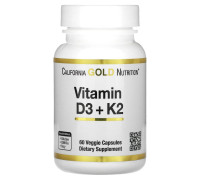 California Gold Nutrition, вітаміни D3 і К2, 60 рослинних капсул