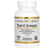 California Gold Nutrition, Total C, комплекс з вітаміном C і Capros, цитрусовими біофлавоноїдами і шипшиною, 500 мг, 60 рослинних капсул