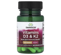 Вітамін Д3+К2 Swanson (Vitamin D3+K2) 60 веганських капсул