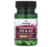 Вітамін Д3+К2 Swanson (Vitamin D3+K2) 60 веганських капсул