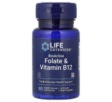 Фолат і вітамін В12 від Life Extension, 90 вегетаріанських капсул