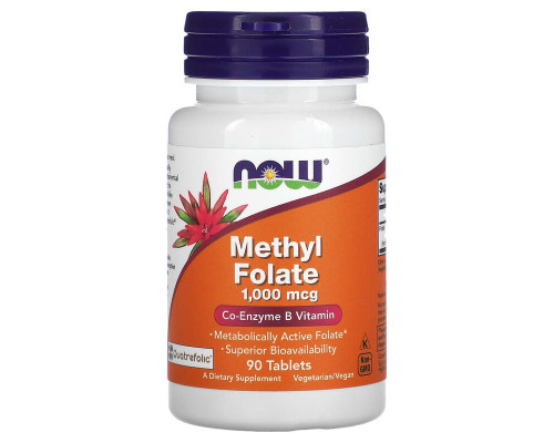 Метилфолат Now Foods (Methyl Folate) 1000 мкг, 90 таблеток
