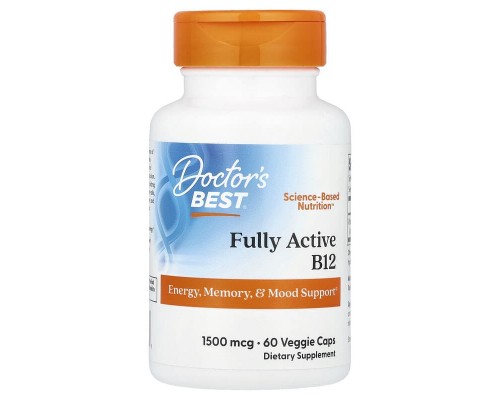 Активный витамин В12 Doctor's Best (Fully Active B12) 1500 мкг 60 растительных капсул