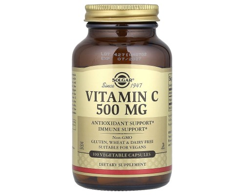 Вітамін С Solgar (Vitamin C) 500 мг, 100 рослинних капсул