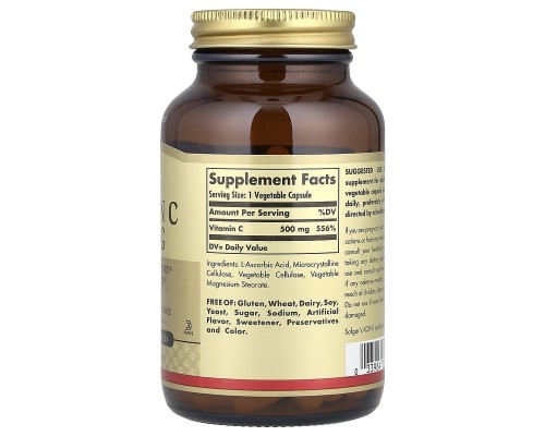 Вітамін С Solgar (Vitamin C) 500 мг, 100 рослинних капсул