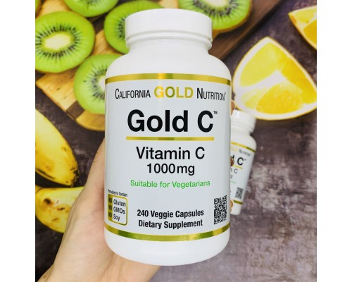 California Gold Nutrition, Gold C, витамин C, 1000 мг, 240 вегетарианских капсул