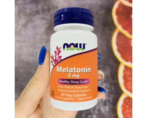 Now Foods, мелатонін, melatonin, 3 мг, 60 рослинних капсул