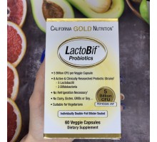 California Gold Nutrition, LactoBif, пробиотики, 5 млрд КОЕ, 60 растительных капсул