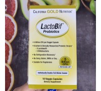 California Gold Nutrition, LactoBif, пробіотики, 5 млрд КУО, 10 вегетаріанських капсул