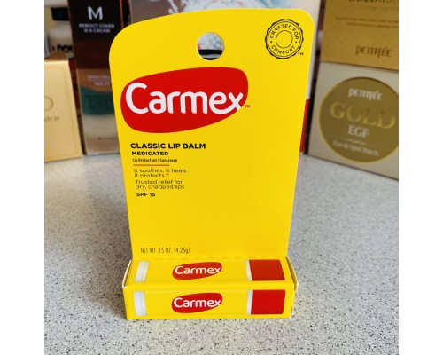 Carmex, классический бальзам для губ, лечебный с SPF 15, 4,25 г (0,15 унции)